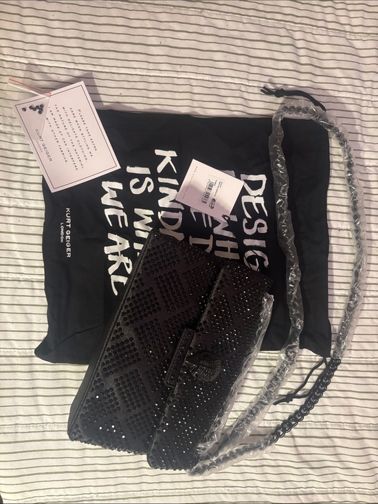 Kurt Geiger Handbags - Kurt Geiger Black Sequin Shoulder Bag with Chain Strap